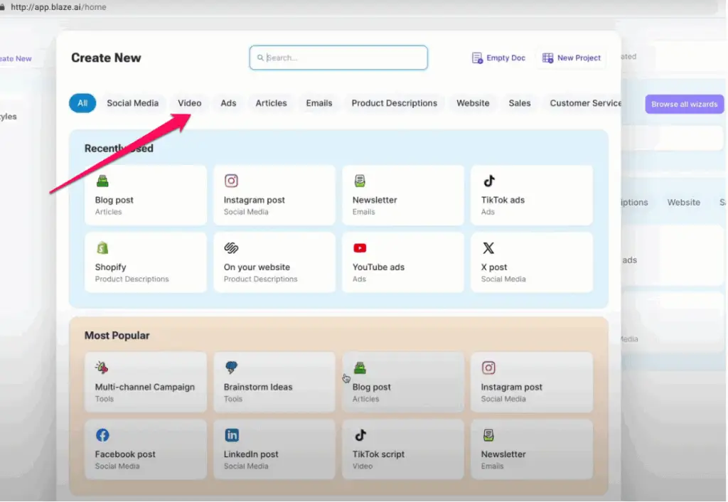 content generation Blaze.Ai