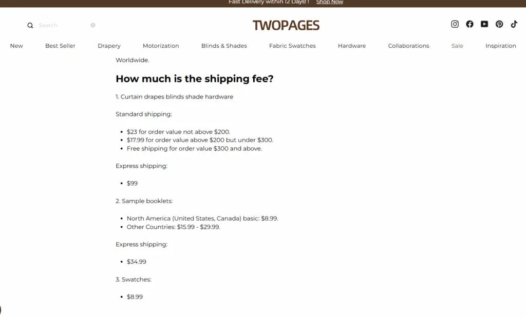 cost of shipping Two page