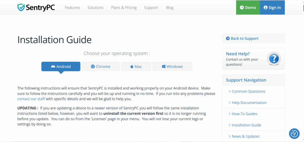 SentryPC Installation